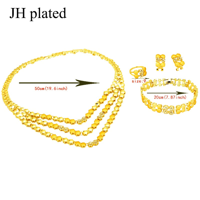 Jewelry set Gold Color Necklace & Earrings Bridal