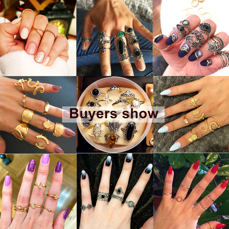 9pcs/set Boho Vintage Wedding Ring Set For Women Bohemian Jewelr