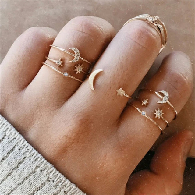 9pcs/set Boho Vintage Wedding Ring Set For Women Bohemian Jewelr
