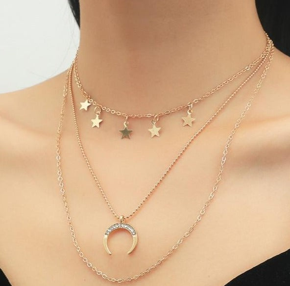 Five-pointed Star Multi-layer Pendant Necklace
