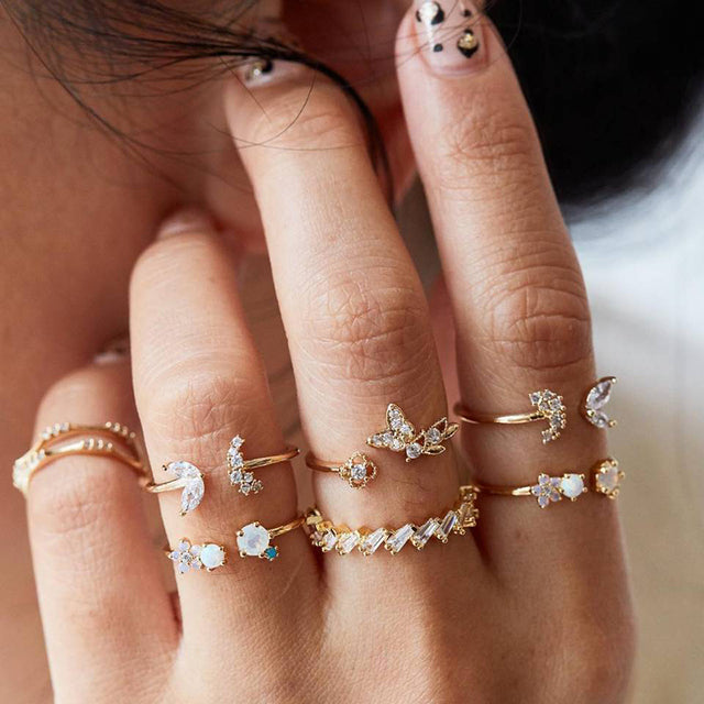 9pcs/set Boho Vintage Wedding Ring Set For Women Bohemian Jewelr