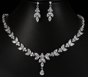 Cubic Zircon Stud Earrings & Necklace Gift