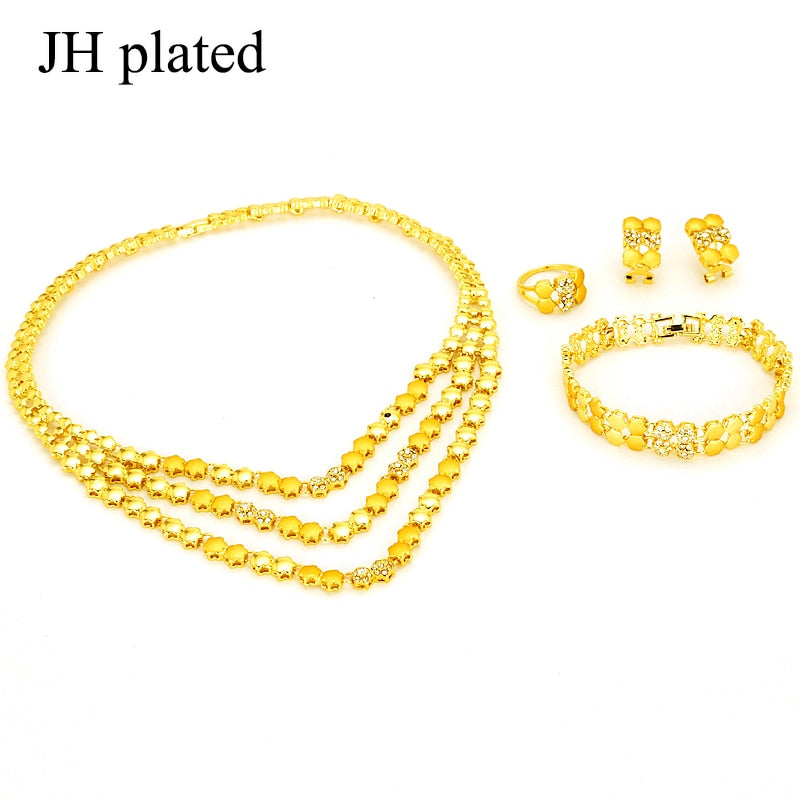 Jewelry set Gold Color Necklace & Earrings Bridal