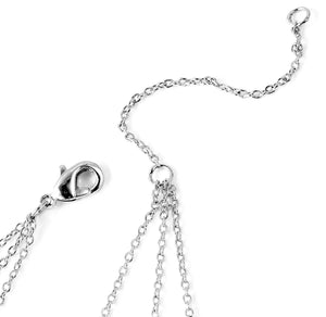 White Cubic Zirconia CZ Triple Strand Valentine Heart Chain Pendant