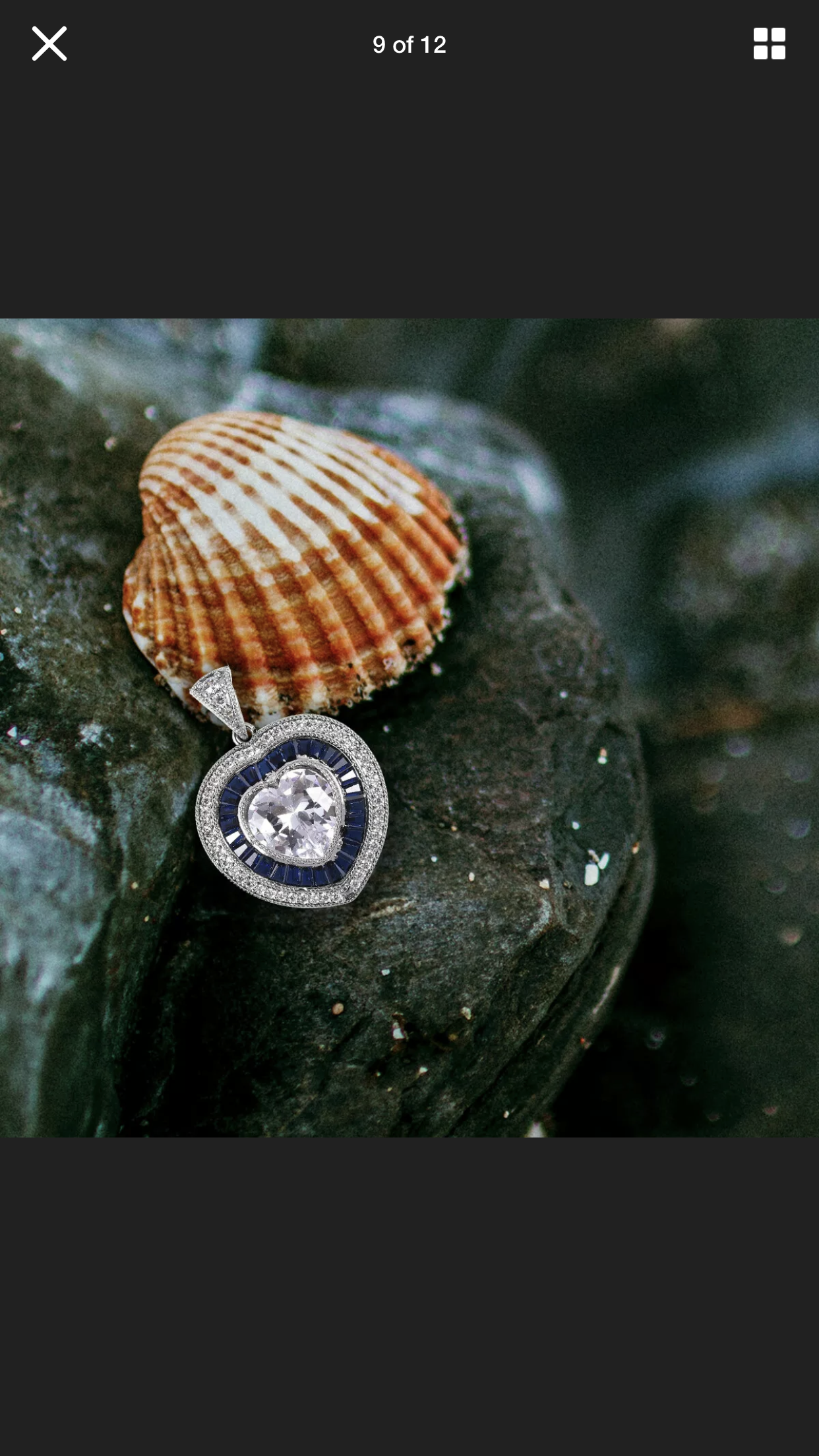 Heart Pendant Necklace White Blue Cubic Zirconia