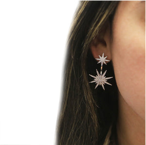 18k White Gold Plated Crystal Post Drop Earrings