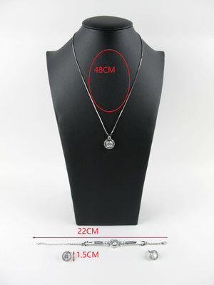 NEW 18k White Gold Plated Crystal Earrings Necklace Bracelet Jewelry Set