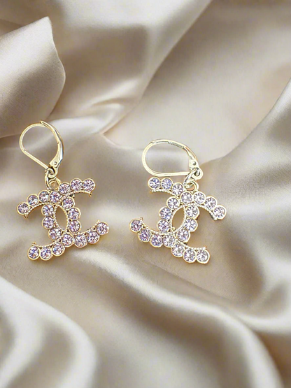 Luxury Handmade Zipper Pull Earrings – Light Purple Stones | Customizable Design