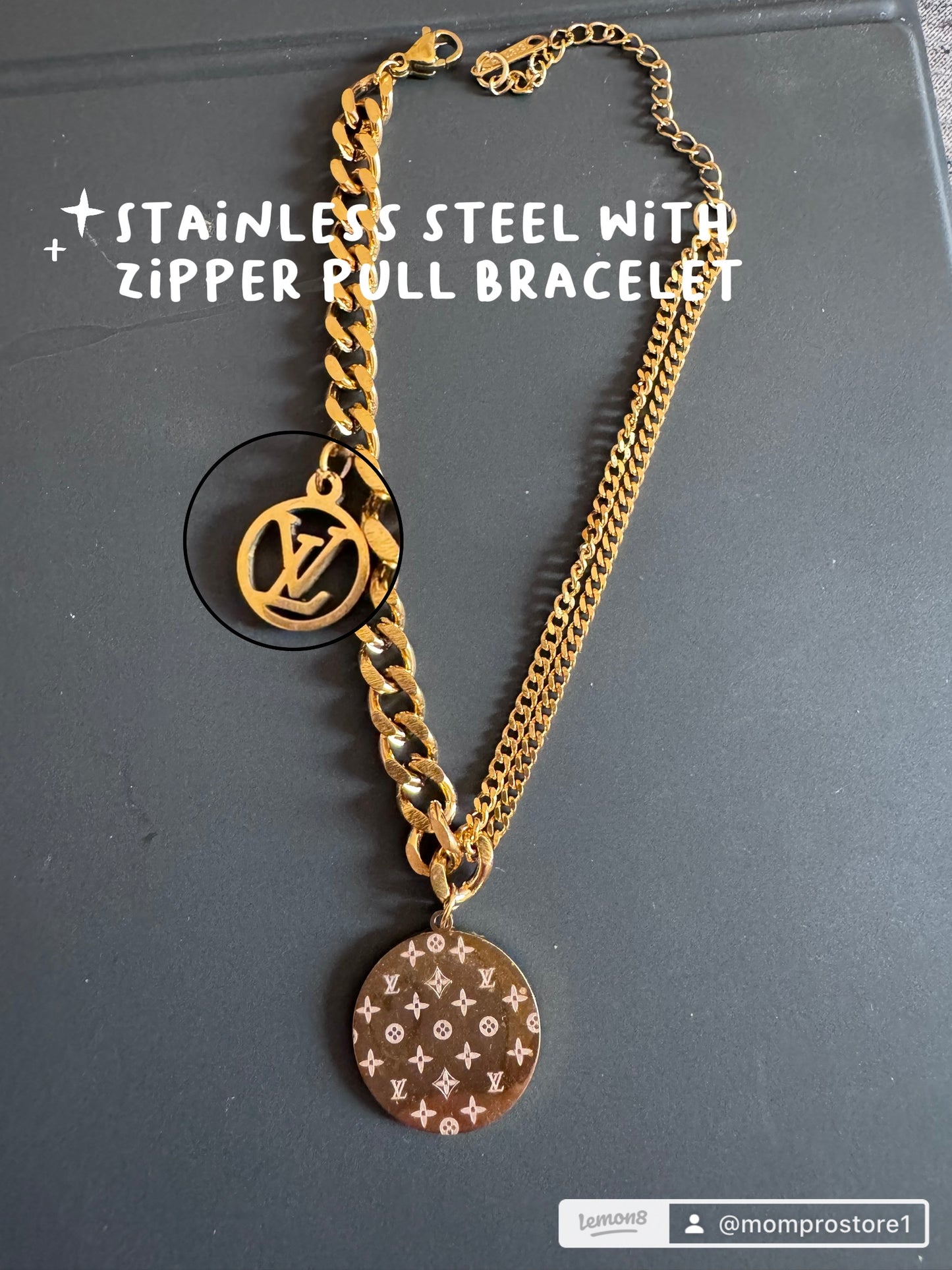 Handmade Bracelet with designer zipper pull Bracelet