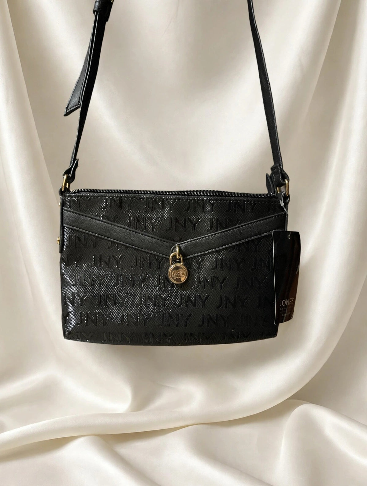 Jones New York Black Embossed Crossbody Bag Purse NWT