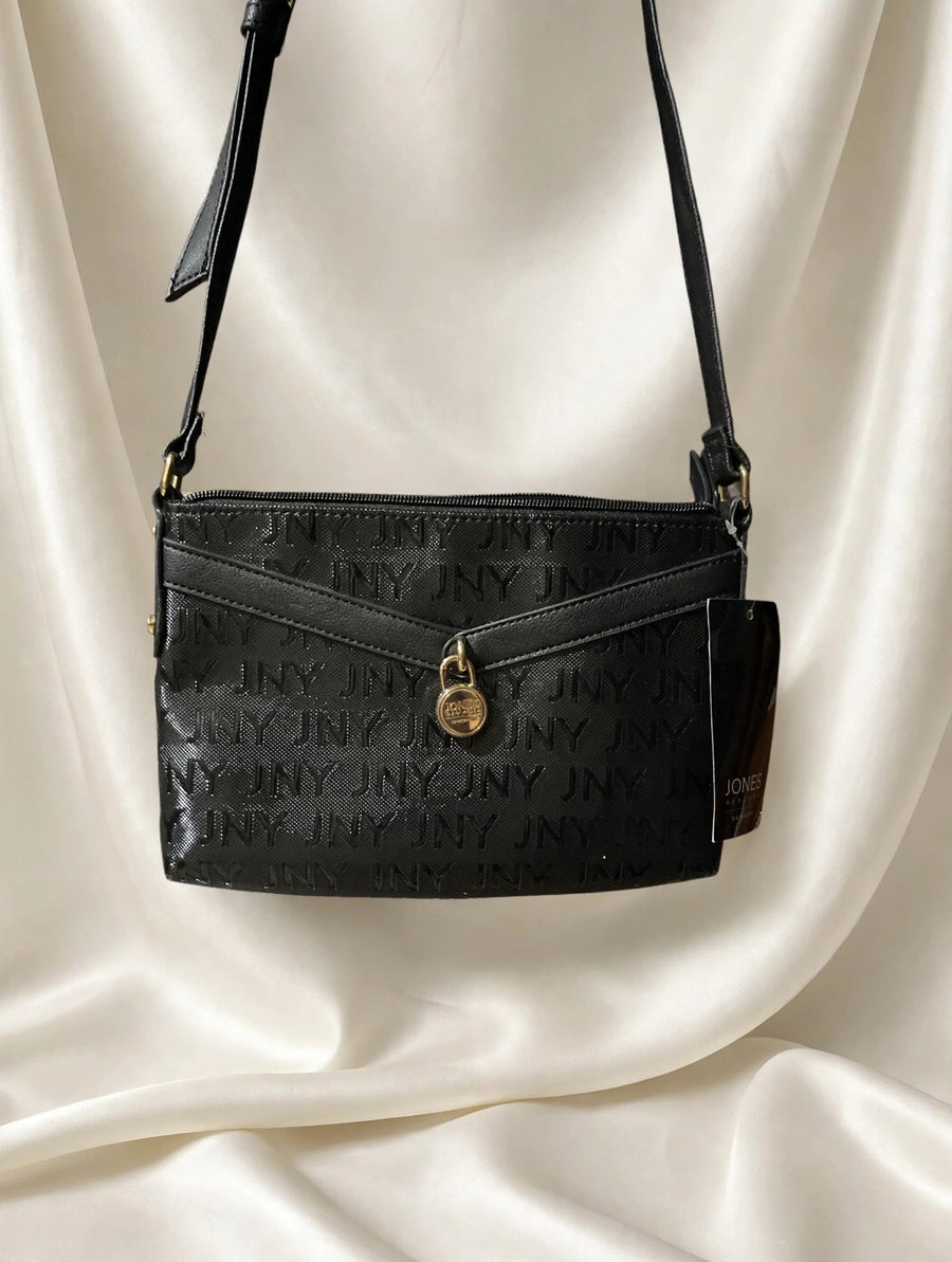 Jones New York Black Embossed Crossbody Bag Purse NWT