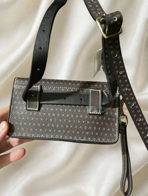 DKNY Brown Monogram Logo Small Flap Crossbody Bag Purse NWT