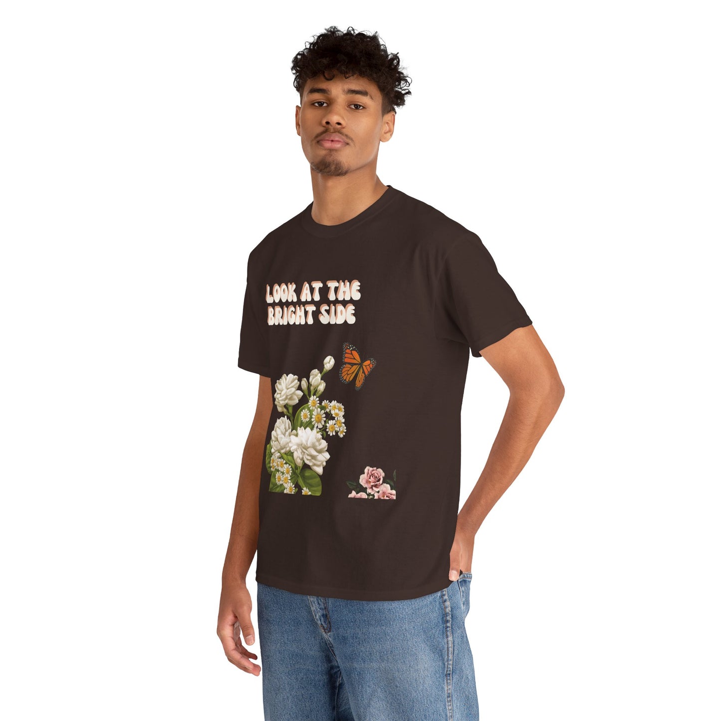Look at the Bright Side Unisex Heavy Cotton Tee - Floral Design
