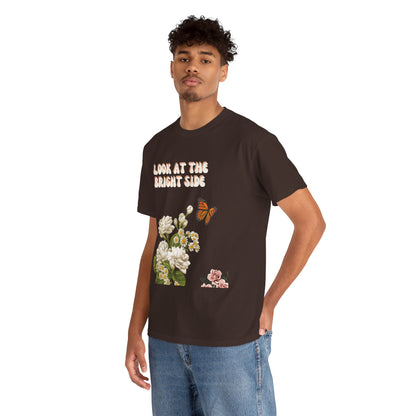 Look at the Bright Side Unisex Heavy Cotton Tee - Floral Design