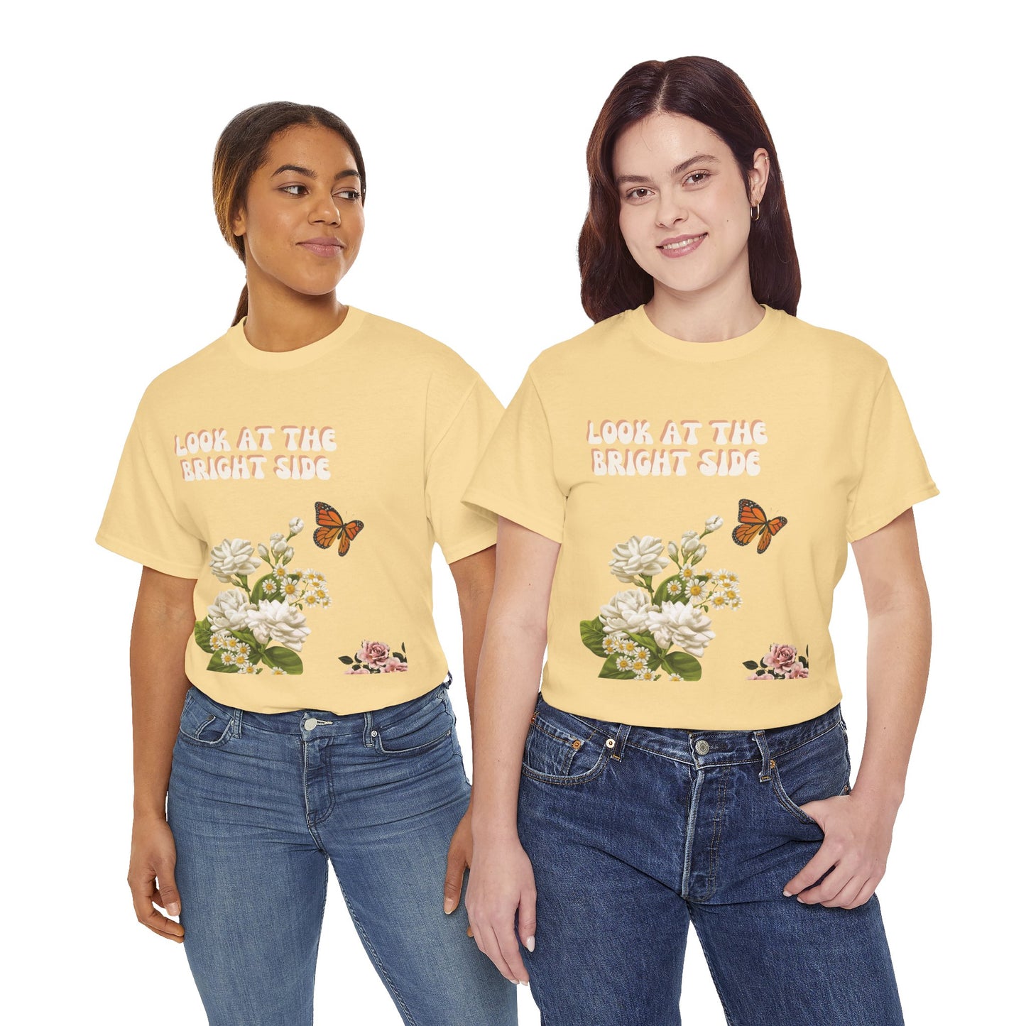 Look at the Bright Side Unisex Heavy Cotton Tee - Floral Design