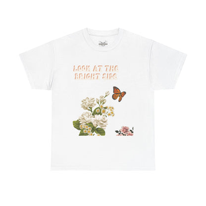 Look at the Bright Side Unisex Heavy Cotton Tee - Floral Design