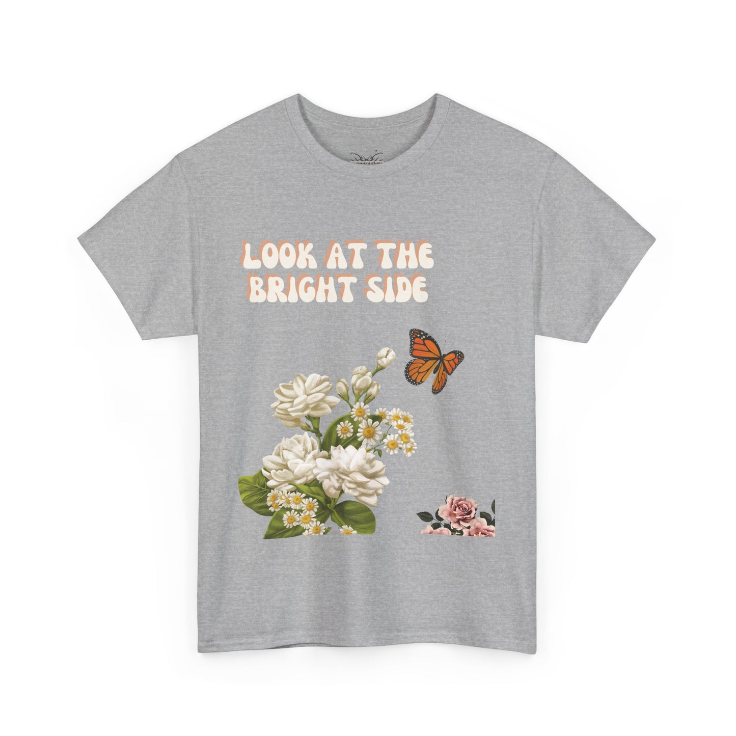 Look at the Bright Side Unisex Heavy Cotton Tee - Floral Design