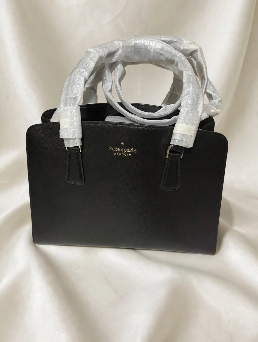 Kate Spade Black Saffiano Textured Satchel Handbag