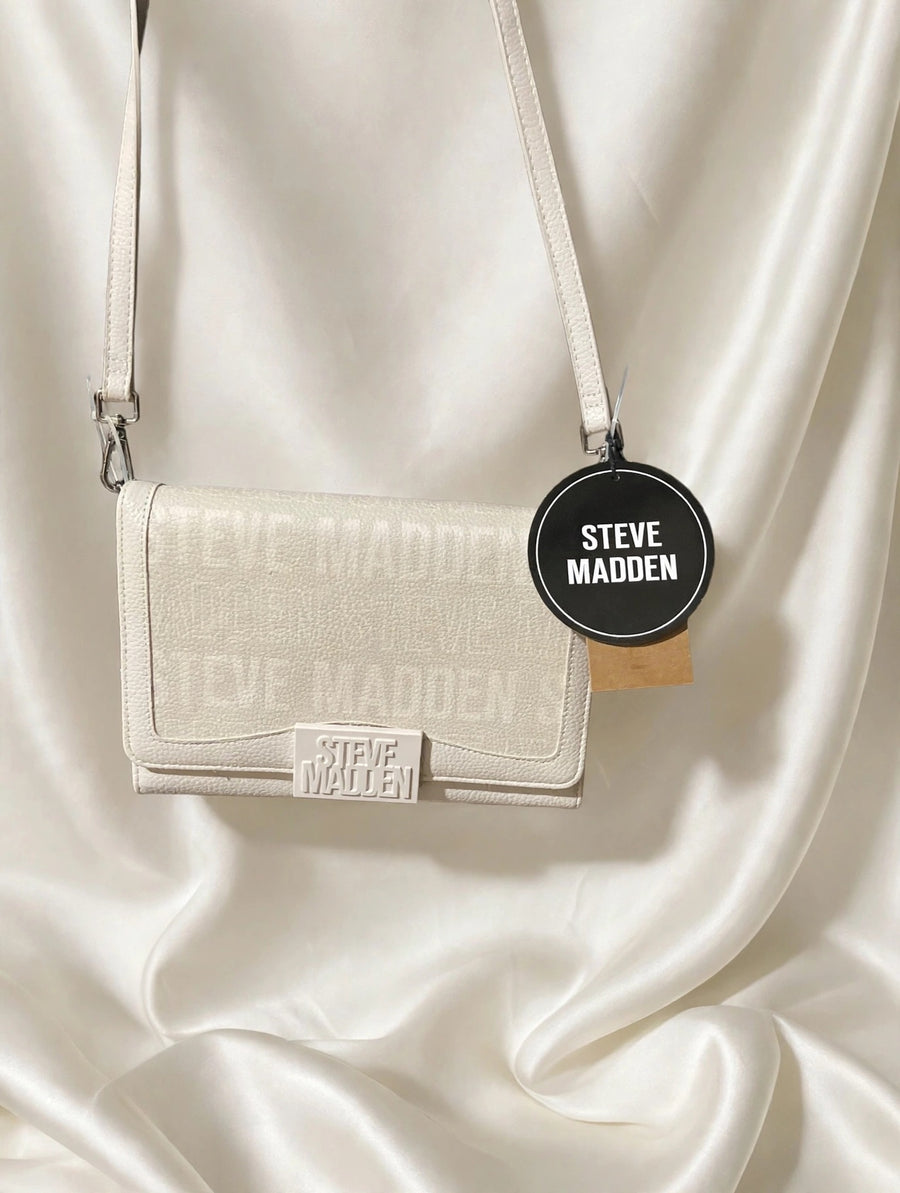 Steve Madden White Logo Crossbody Bag Purse Adjustable Strap NWT
