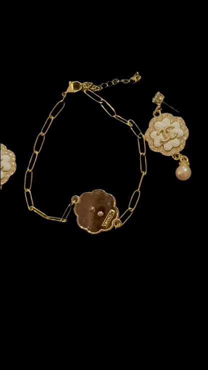 Luxury 18K Gold Plated Charm Set – Bracelet & Earrings | Customizable Zipper Pull Design