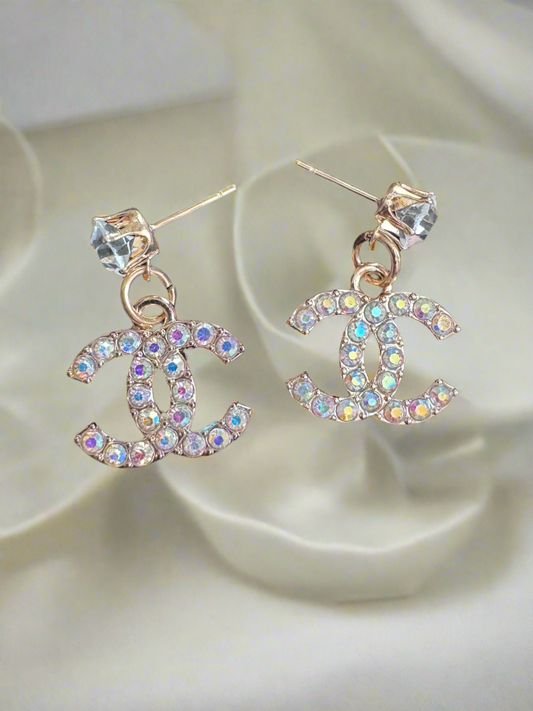 Handmade Zipper Pull iridescent Earrings