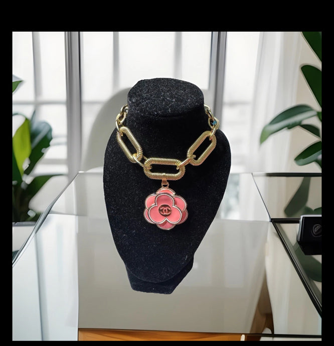 18k GP Handmade Bracelet with designer Camila Flower zipper pull