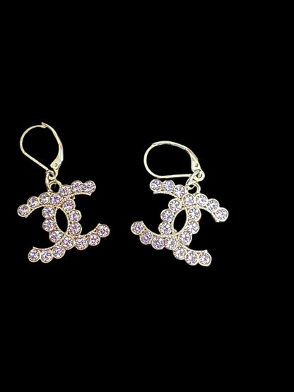 Luxury Handmade Zipper Pull Earrings – Light Purple Stones | Customizable Design