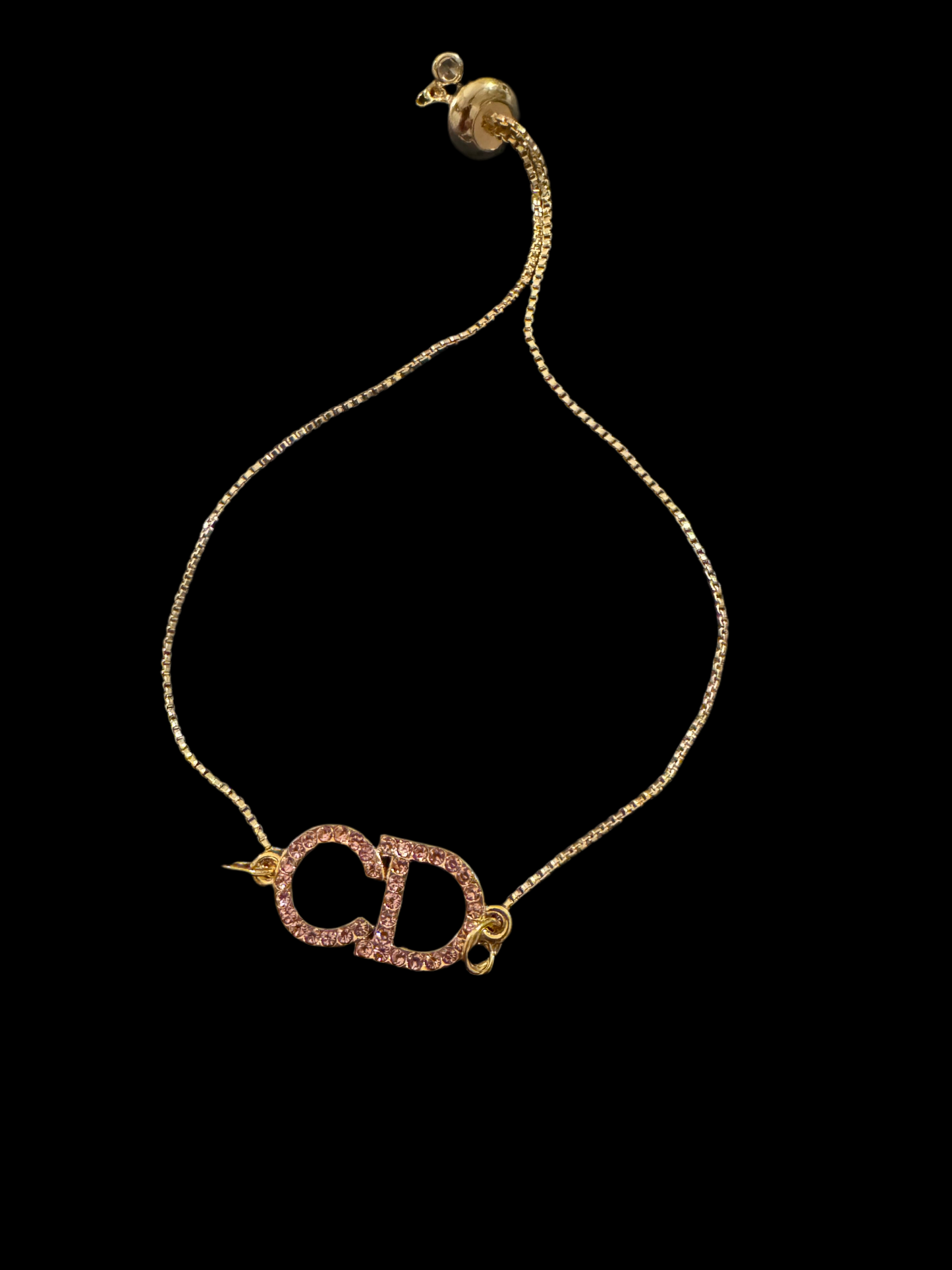 Pink Rhinestone 18K Gold Plated Stainless Steel Bracelet – Customizable Zipper Pull Design