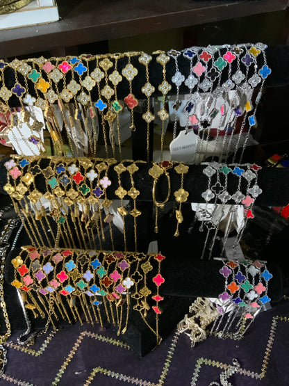 18k Gold Plated Stainless Steel Fashion clover stones bracelets