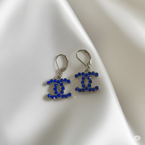 Handmade Zipper Pull Blue Stones  Earrings