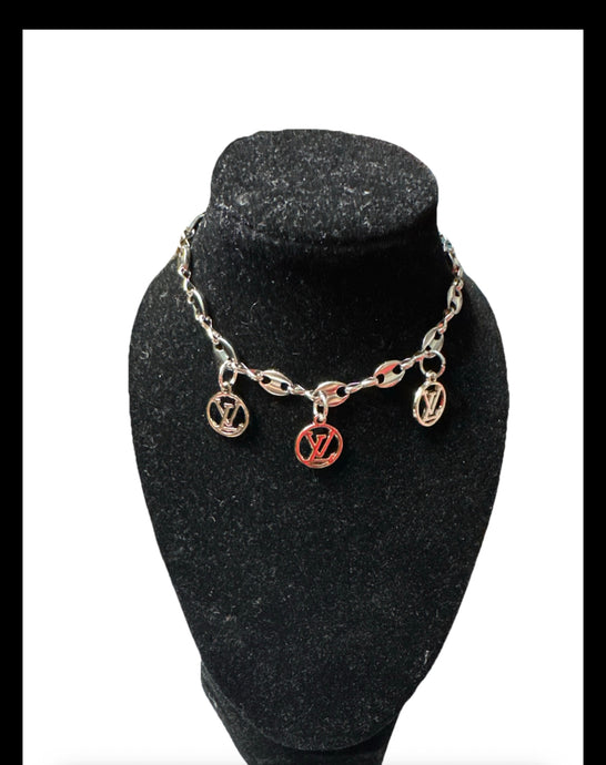 18k GP Handmade Bracelet with designer 3 zipper pull charms