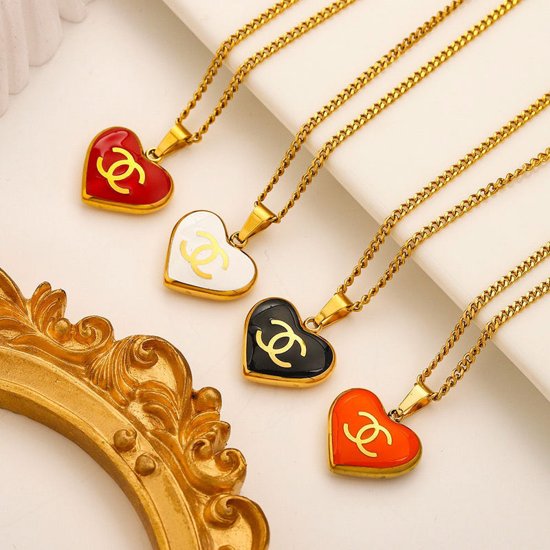 18k Gold Plated Stainless Steel Heart Necklace and Earrings Set