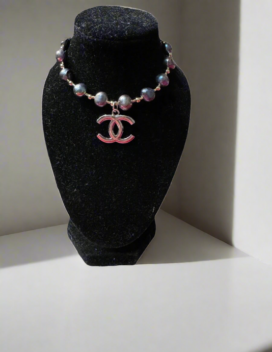 Faux Pearl Handmade Bracelet with designer zipper pull Bracelet