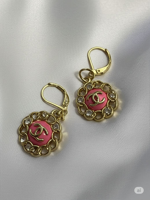 Handmade Zipper Pull pink Earrings