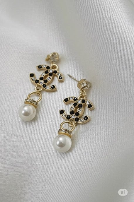 Handmade Zipper Pull Earrings black & gold
