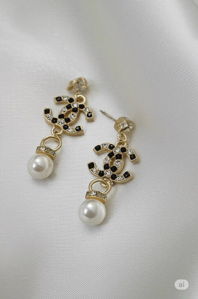 Handmade Zipper Pull Earrings black & gold