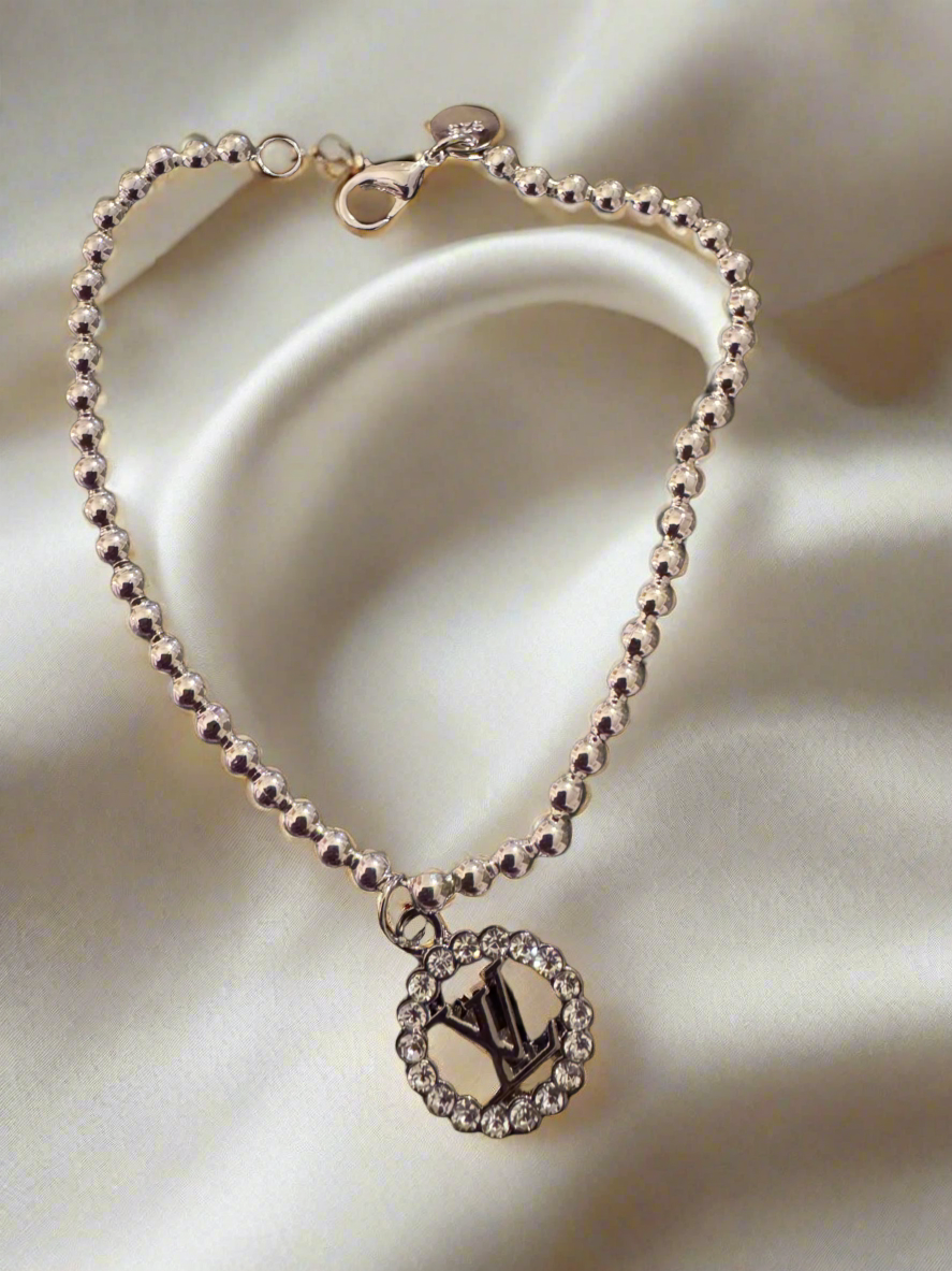 Handmade silver plated beads Bracelet & EARRINGS with designer zipper pull charm