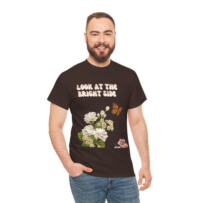 Look at the Bright Side Unisex Heavy Cotton Tee - Floral Design