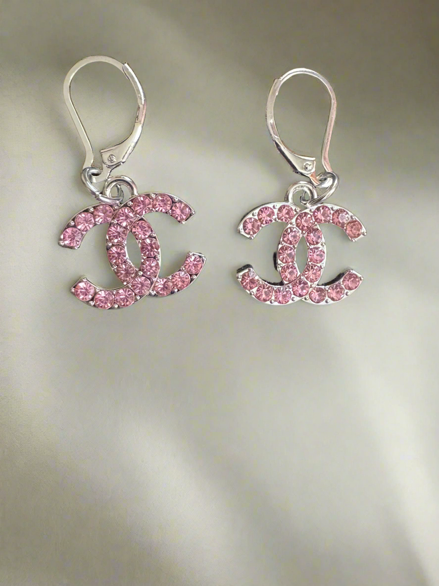 Luxury Handmade Silver Zipper Pull Earrings – Crystal Accents | Customizable Design