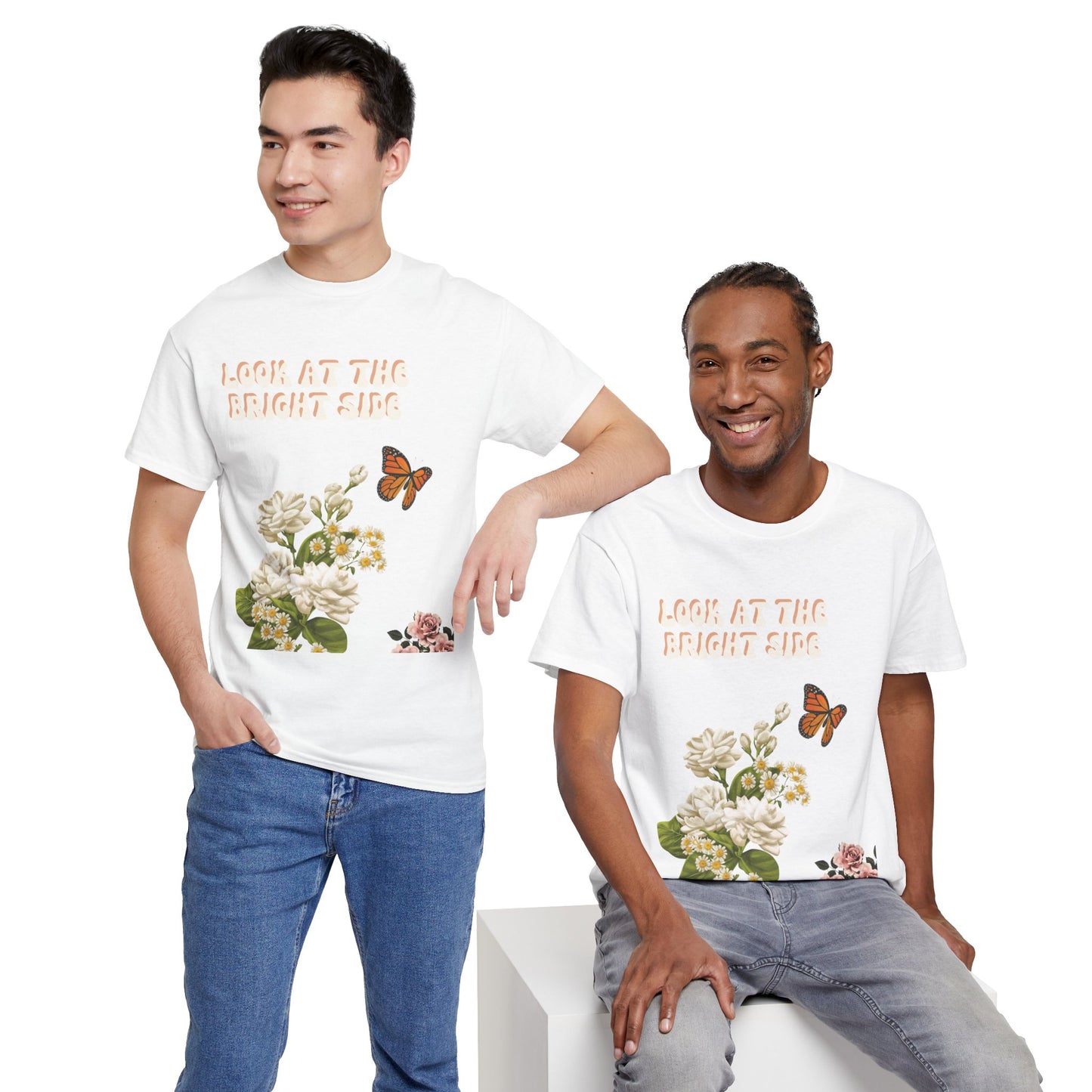 Look at the Bright Side Unisex Heavy Cotton Tee - Floral Design