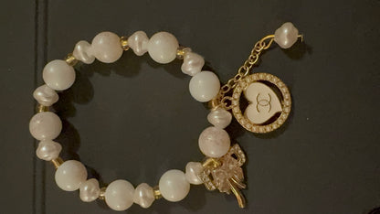 Handmade Bracelet with stampted designer zipper pull Bracelet
