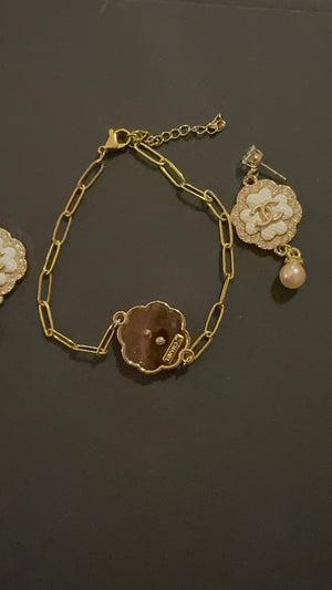 Luxury 18K Gold Plated Charm Set – Bracelet & Earrings | Customizable Zipper Pull Design
