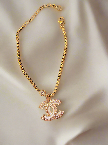 Handmade stampted designer zipper pull Bracelet