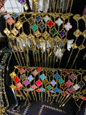18k Gold Plated Stainless Steel Fashion clover stones bracelets