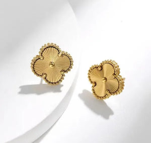 3Pcs 18K Gold Plated Stainless Steel Clover set