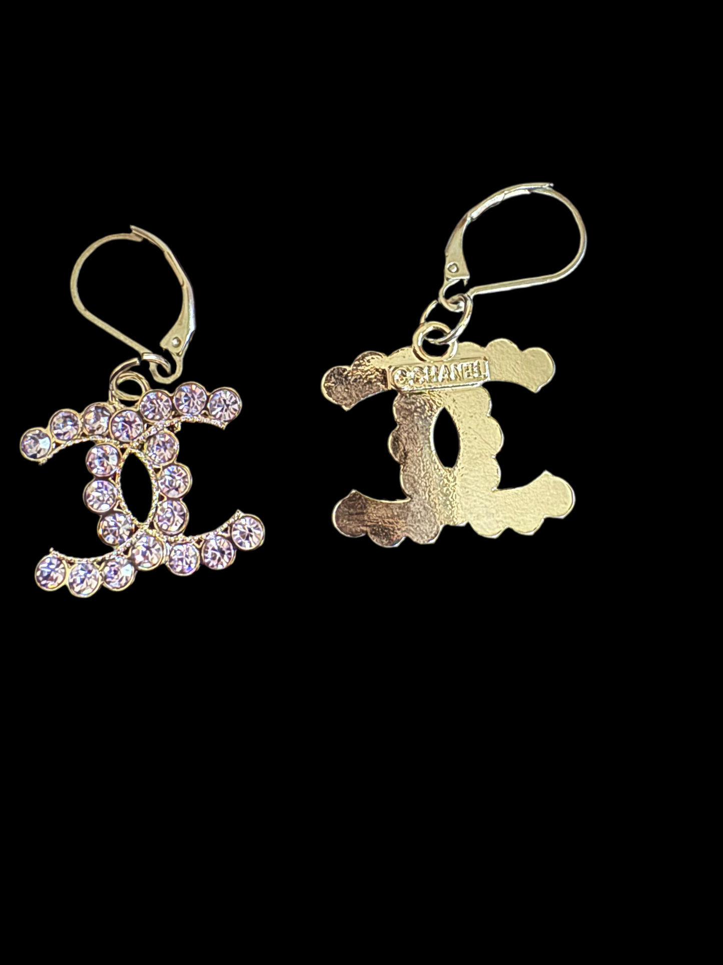 Luxury Handmade Zipper Pull Earrings – Light Purple Stones | Customizable Design