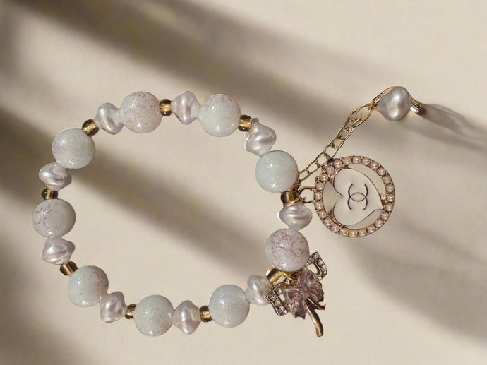 Handmade Bracelet with stampted designer zipper pull Bracelet