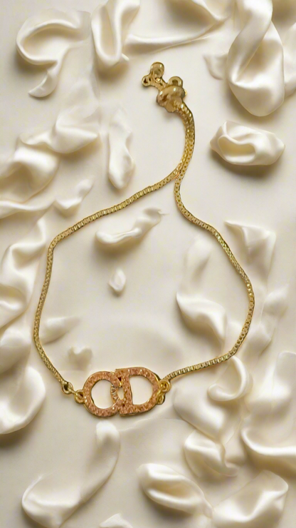 Pink Rhinestone 18K Gold Plated Stainless Steel Bracelet – Customizable Zipper Pull Design