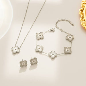 3Pcs 18K Gold Plated Stainless Steel Clover set