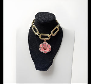 18k GP Handmade Bracelet with designer Camila Flower zipper pull